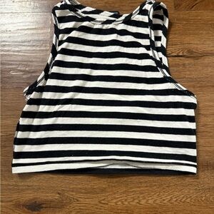 H&M Black and White Striped Crop Top